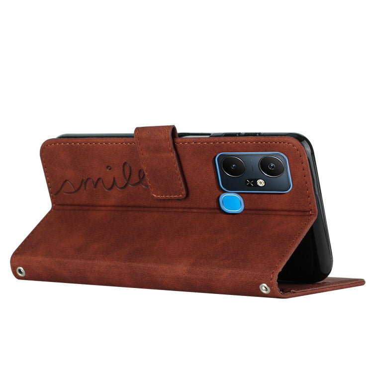 For Infinix Smart 6 Plus India Skin Feel Heart Pattern Leather Phone Case