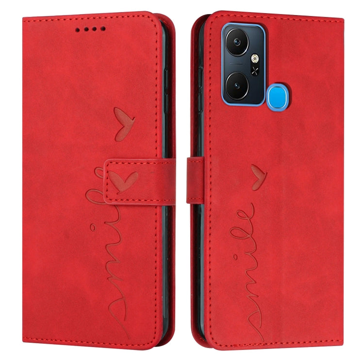 For Infinix Smart 6 Plus India Skin Feel Heart Pattern Leather Phone Case