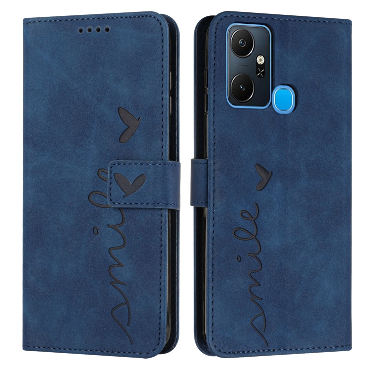 For Infinix Smart 6 Plus India Skin Feel Heart Pattern Leather Phone Case