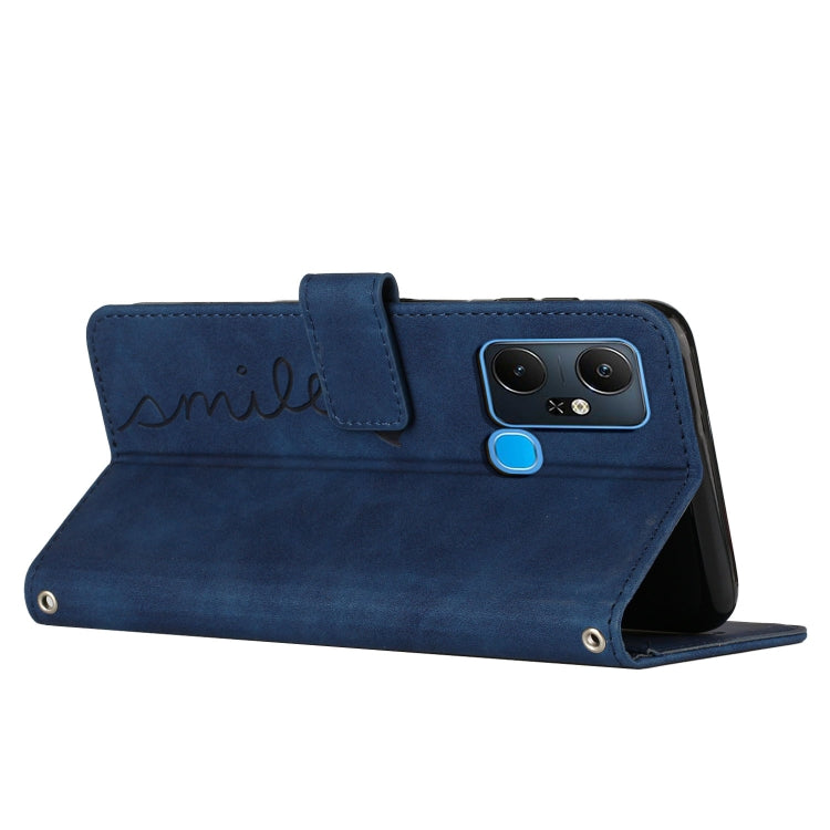 For Infinix Smart 6 Plus India Skin Feel Heart Pattern Leather Phone Case