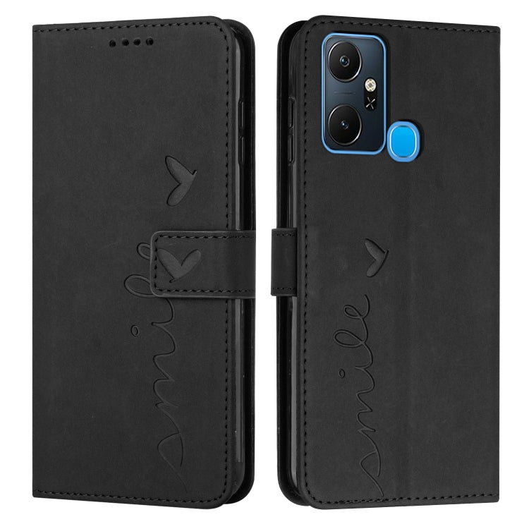 For Infinix Smart 6 Plus India Skin Feel Heart Pattern Leather Phone Case