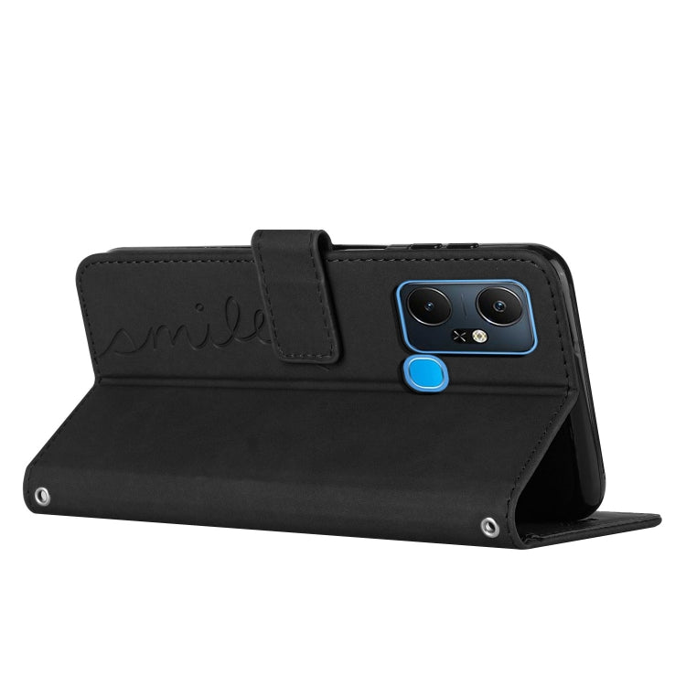 For Infinix Smart 6 Plus India Skin Feel Heart Pattern Leather Phone Case