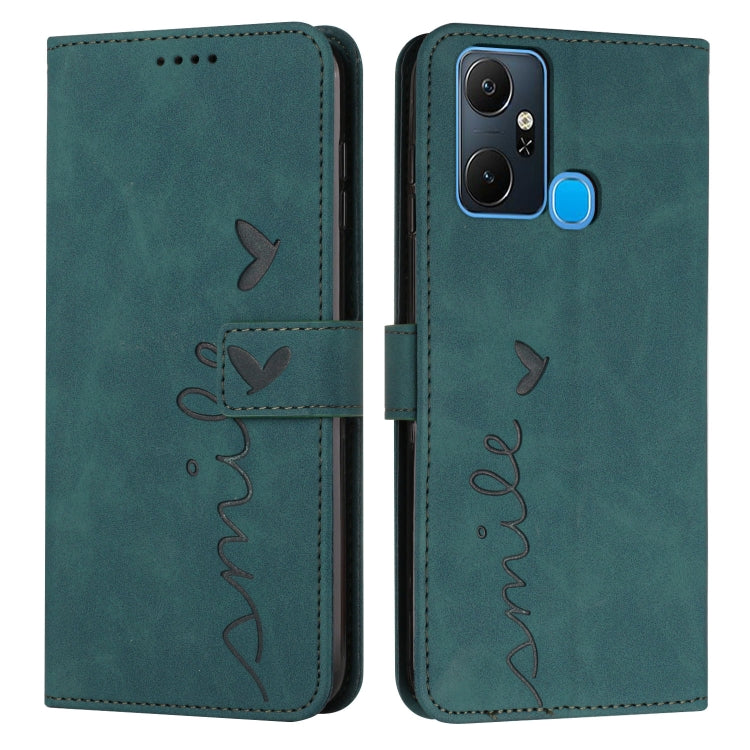 For Infinix Smart 6 Plus India Skin Feel Heart Pattern Leather Phone Case