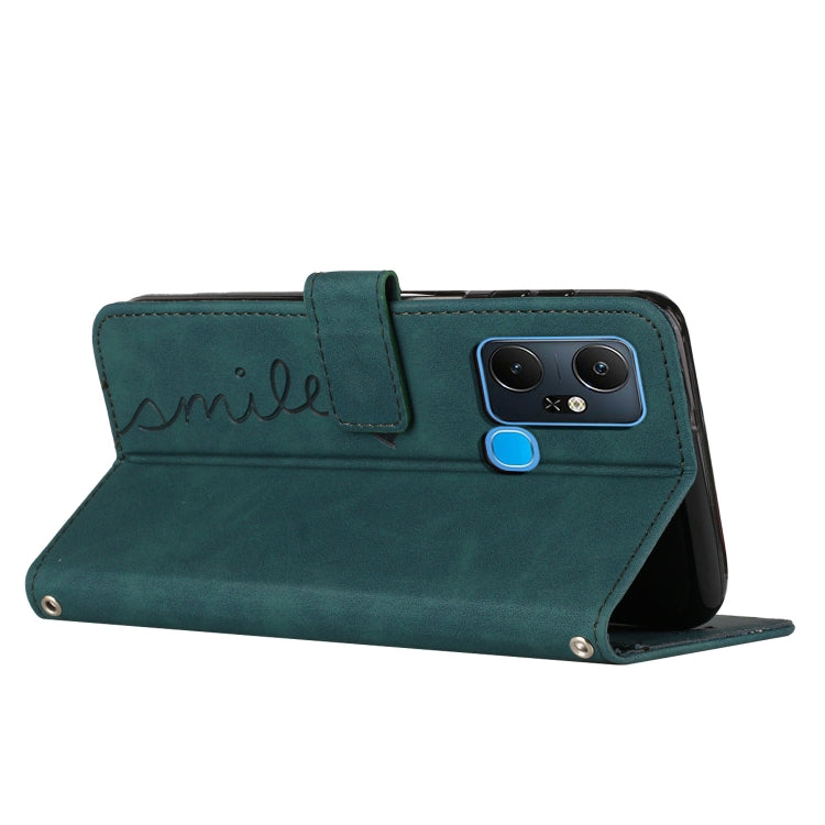 For Infinix Smart 6 Plus India Skin Feel Heart Pattern Leather Phone Case
