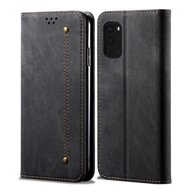 For Galaxy S20 Plus Denim Texture Casual Style Horizontal Flip Leather Case with Holder & Card Slots & Wallet