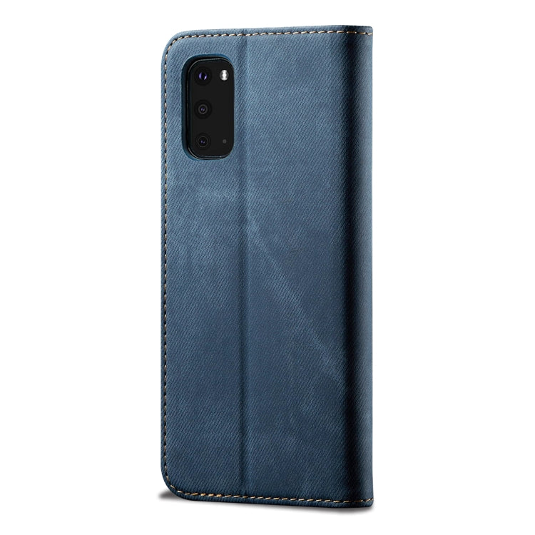 For Galaxy S20 Plus Denim Texture Casual Style Horizontal Flip Leather Case with Holder & Card Slots & Wallet