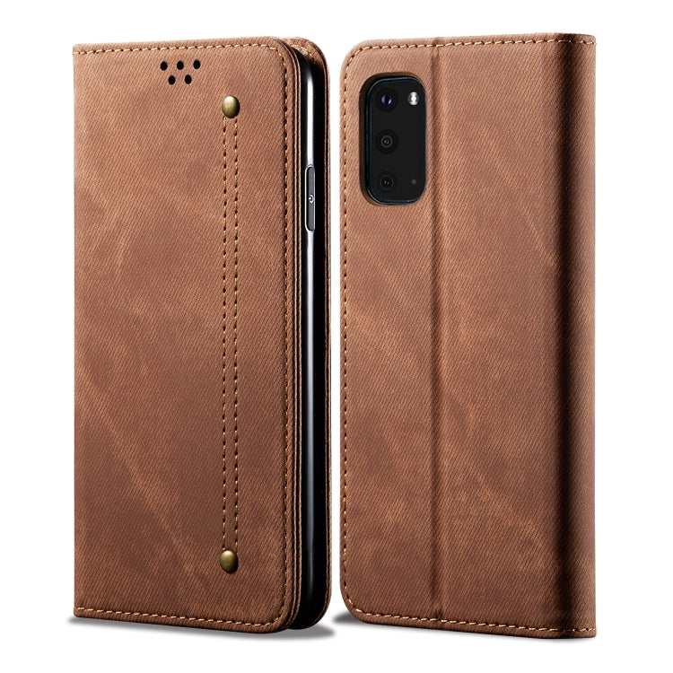For Galaxy S20 Plus Denim Texture Casual Style Horizontal Flip Leather Case with Holder & Card Slots & Wallet