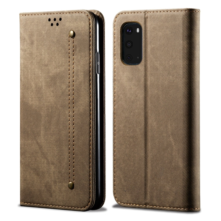 For Galaxy S20 Plus Denim Texture Casual Style Horizontal Flip Leather Case with Holder & Card Slots & Wallet