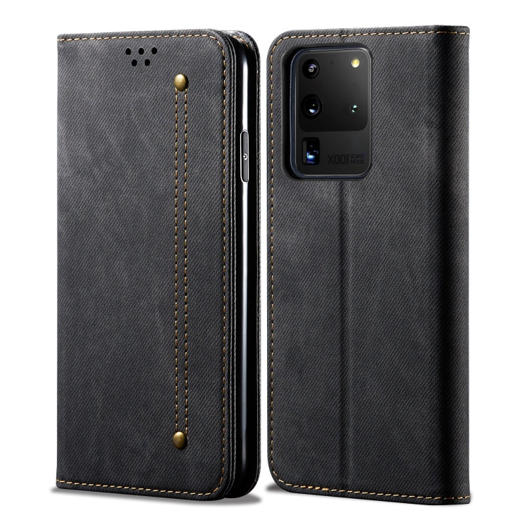 For Galaxy S20 Ultra Denim Texture Casual Style Horizontal Flip Leather Case with Holder & Card Slots & Wallet