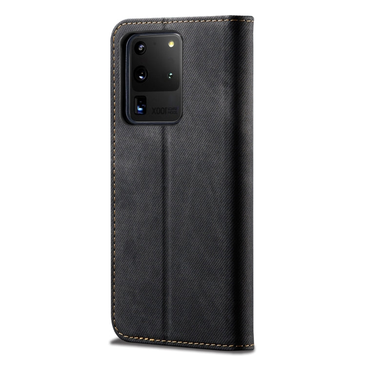 For Galaxy S20 Ultra Denim Texture Casual Style Horizontal Flip Leather Case with Holder & Card Slots & Wallet