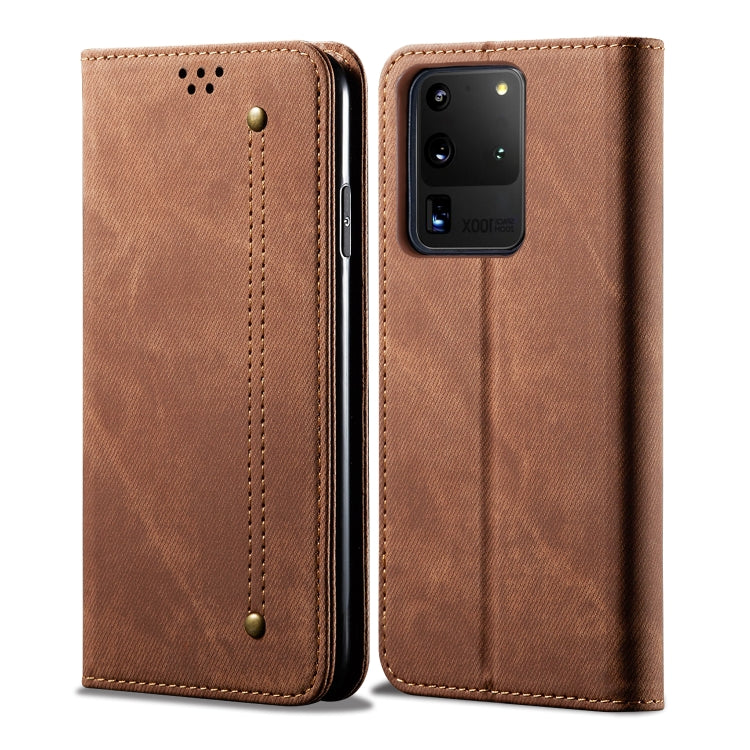 For Galaxy S20 Ultra Denim Texture Casual Style Horizontal Flip Leather Case with Holder & Card Slots & Wallet
