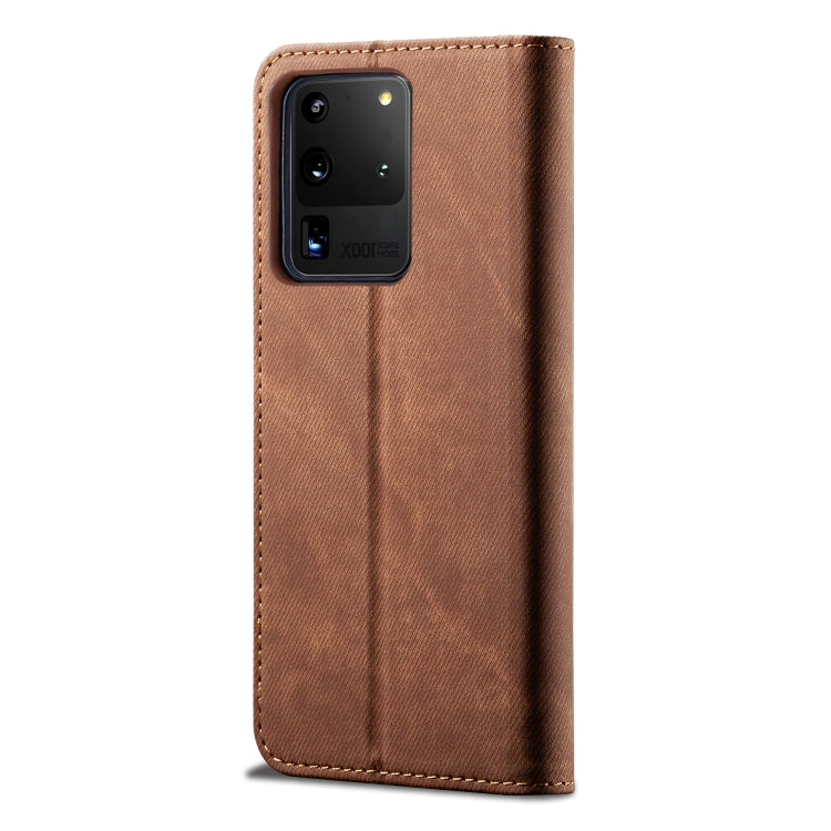 For Galaxy S20 Ultra Denim Texture Casual Style Horizontal Flip Leather Case with Holder & Card Slots & Wallet