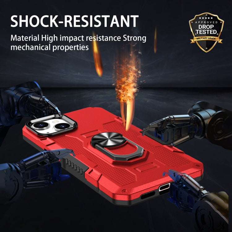 For iPhone 14 Ring Holder Armor Hybrid Phone Case