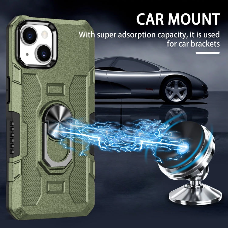 For iPhone 14 Plus Ring Holder Armor Hybrid Phone Case