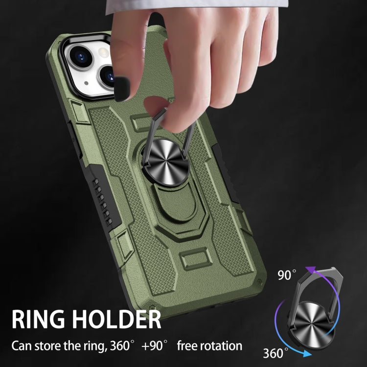 For iPhone 14 Plus Ring Holder Armor Hybrid Phone Case