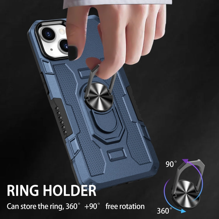 For iPhone 14 Plus Ring Holder Armor Hybrid Phone Case