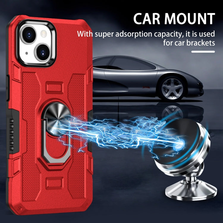 For iPhone 14 Plus Ring Holder Armor Hybrid Phone Case