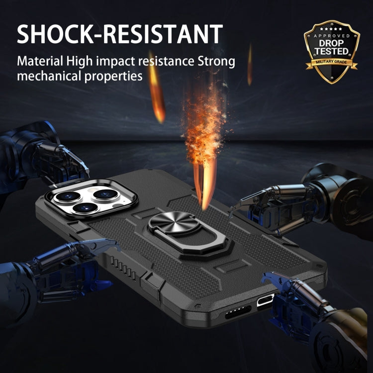For iPhone 14 Pro Max Ring Holder Armor Hybrid Phone Case