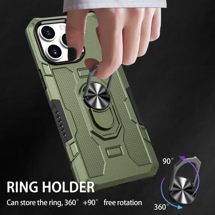 For iPhone 13 Pro Max Ring Holder Armor Hybrid Phone Case
