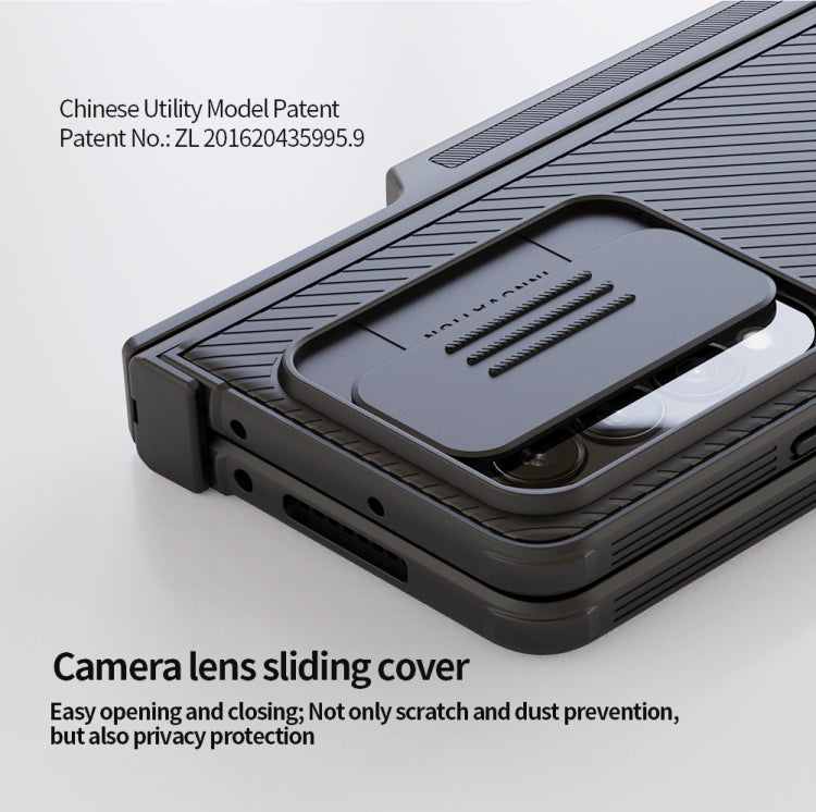 For Samsung Galaxy Z Fold4 5G NILLKIN Black Mirror Pro Series Camshield PC Phone Case with Pen Slot, Set Version