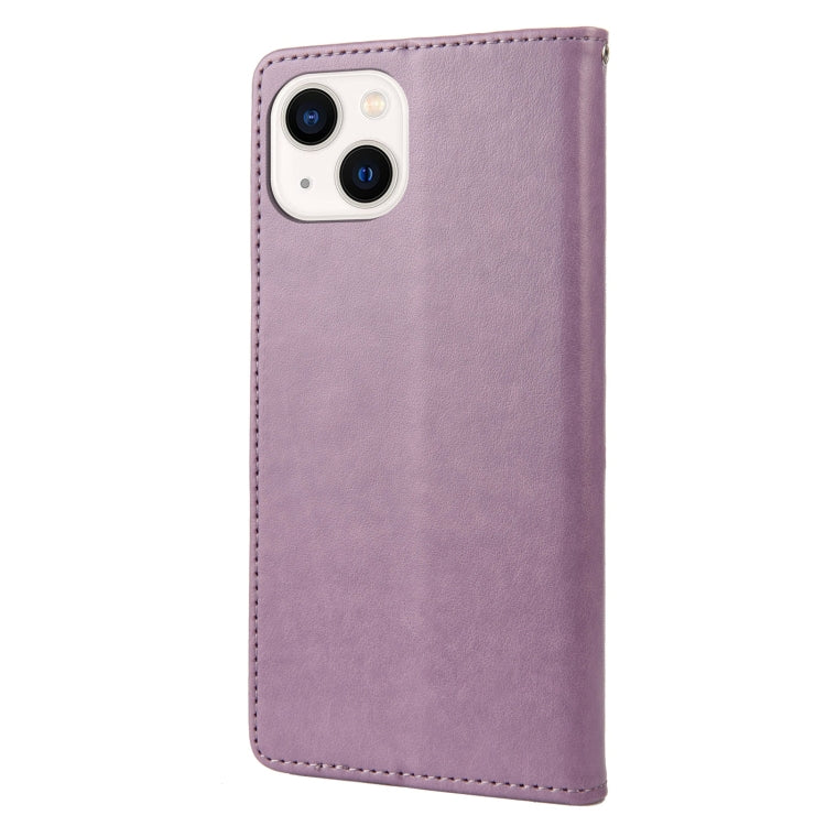 For iPhone 14 Plus Butterfly Flower Pattern Flip Leather Phone Case