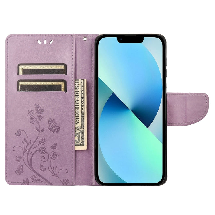 For iPhone 14 Plus Butterfly Flower Pattern Flip Leather Phone Case