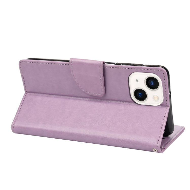 For iPhone 14 Plus Butterfly Flower Pattern Flip Leather Phone Case