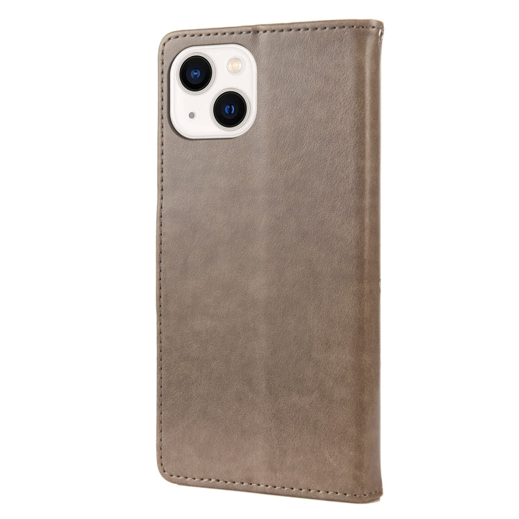 For iPhone 14 Plus Butterfly Flower Pattern Flip Leather Phone Case
