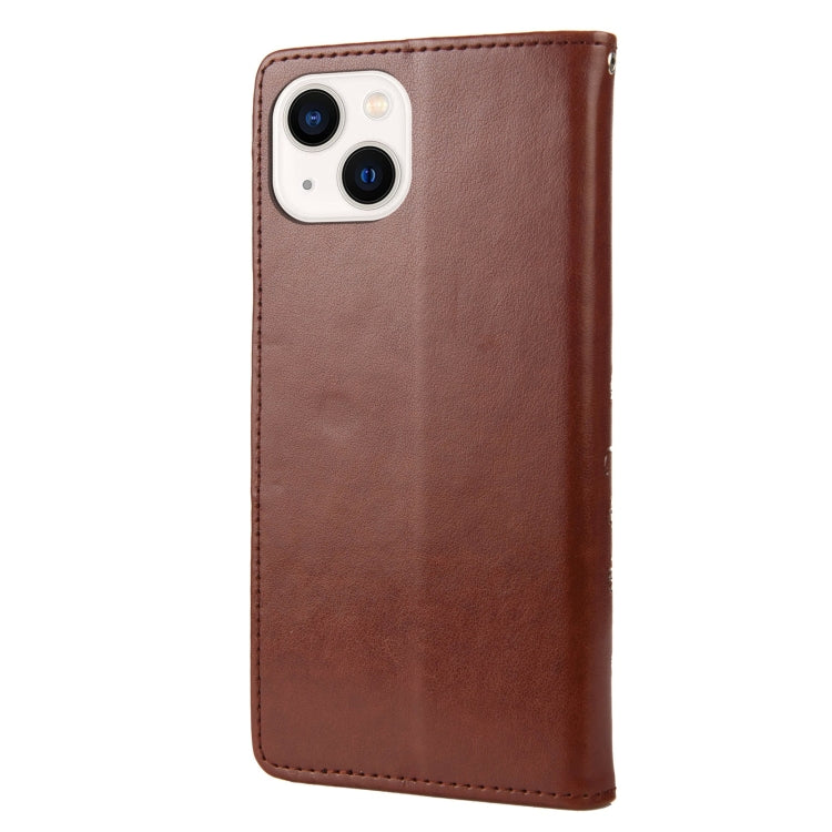 For iPhone 14 Plus Butterfly Flower Pattern Flip Leather Phone Case