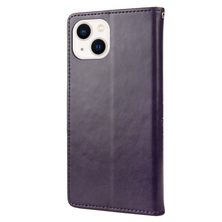 For iPhone 14 Plus Butterfly Flower Pattern Flip Leather Phone Case