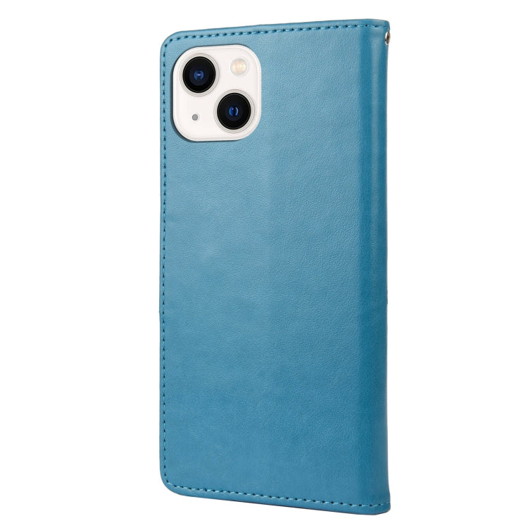 For iPhone 14 Plus Butterfly Flower Pattern Flip Leather Phone Case