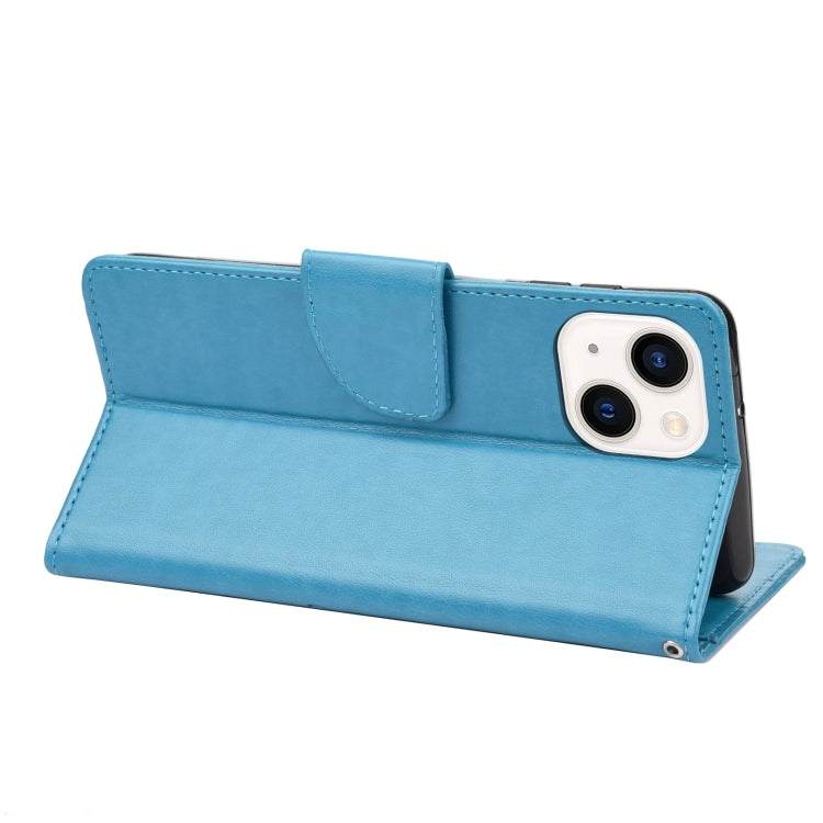 For iPhone 14 Plus Butterfly Flower Pattern Flip Leather Phone Case