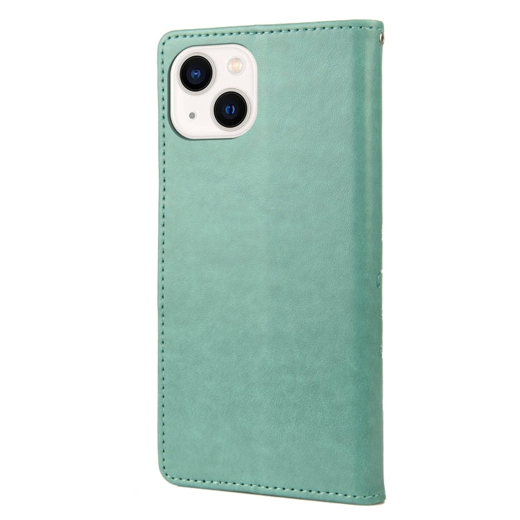 For iPhone 14 Plus Butterfly Flower Pattern Flip Leather Phone Case