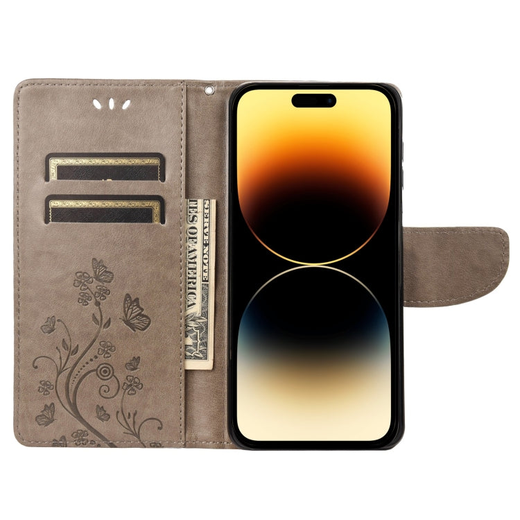 For iPhone 14 Pro Butterfly Flower Pattern Flip Leather Phone Case