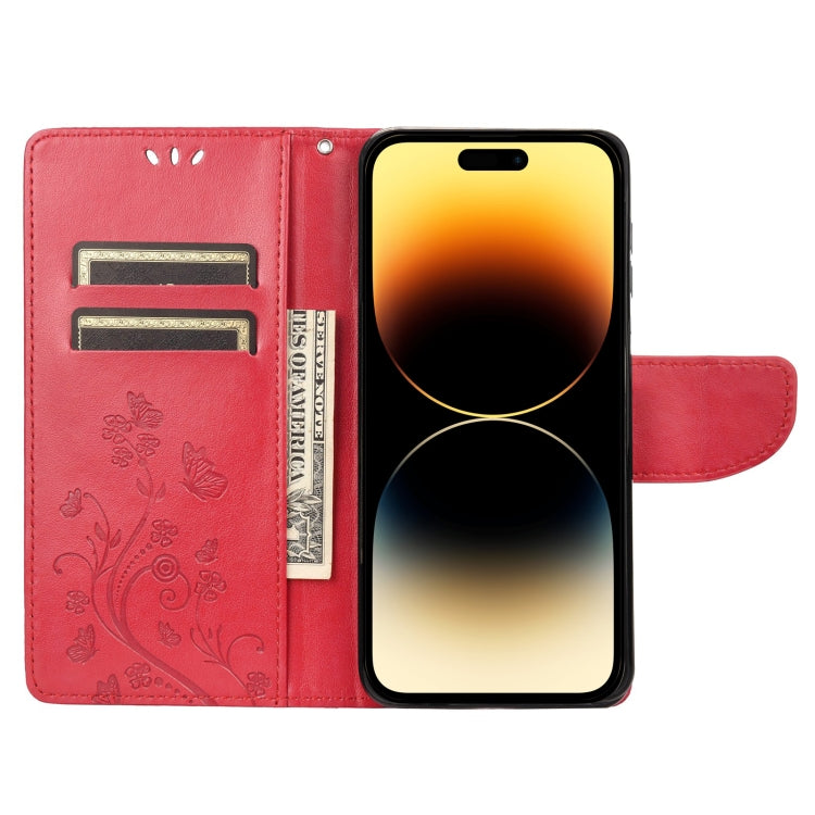 For iPhone 14 Pro Butterfly Flower Pattern Flip Leather Phone Case