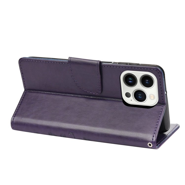 For iPhone 14 Pro Butterfly Flower Pattern Flip Leather Phone Case