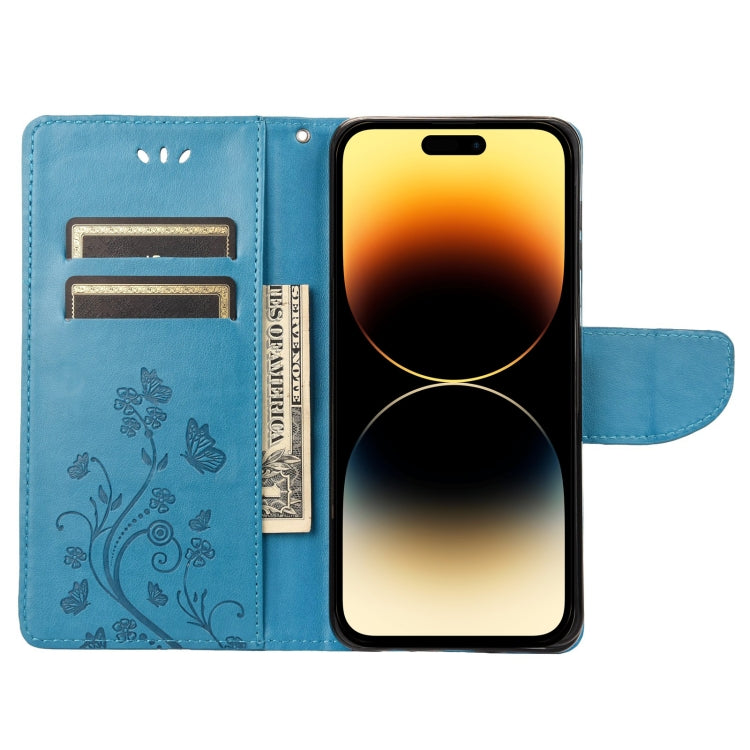 For iPhone 14 Pro Butterfly Flower Pattern Flip Leather Phone Case