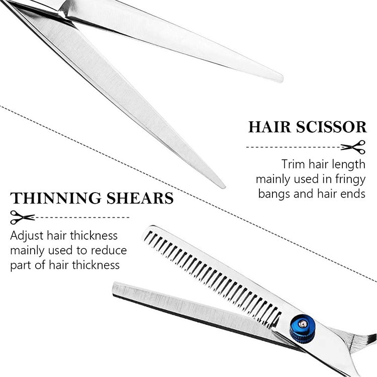 2 PCS Professional Hair Cutting Thinning Scissor Hairdressing Flat Shear Scissors Kit
