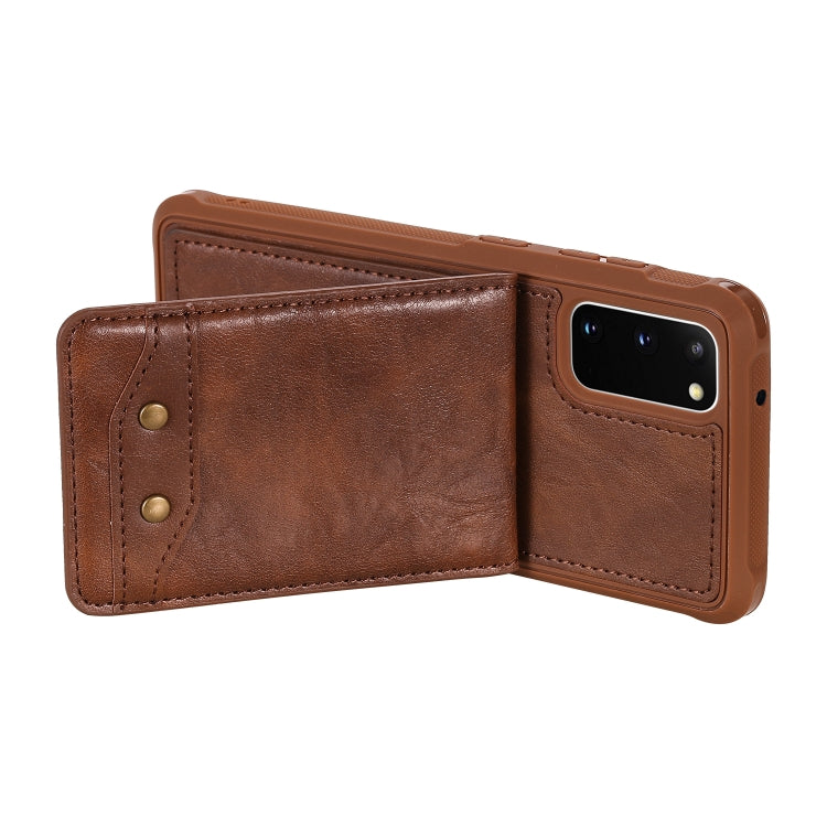 For Galaxy S20 Vertical Flip Shockproof Leather Protective Case with Short Rope, Support Card Slots & Bracket & Photo Holder & Wallet Function