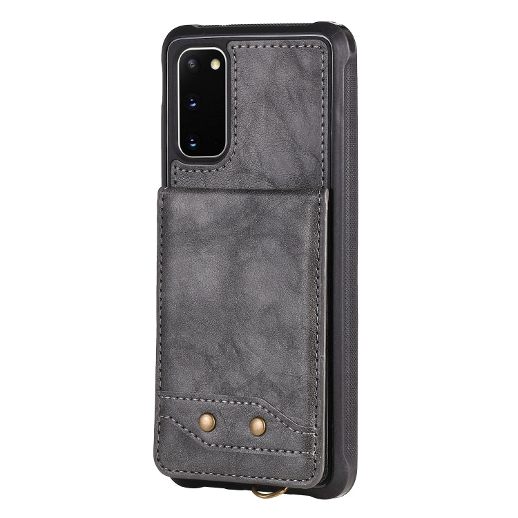 For Galaxy S20 Vertical Flip Shockproof Leather Protective Case with Short Rope, Support Card Slots & Bracket & Photo Holder & Wallet Function