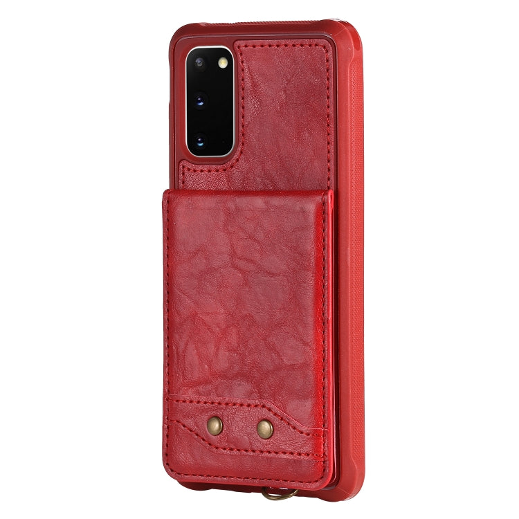 For Galaxy S20 Vertical Flip Shockproof Leather Protective Case with Short Rope, Support Card Slots & Bracket & Photo Holder & Wallet Function