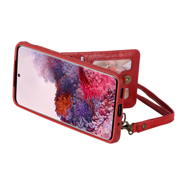 For Galaxy S20 Vertical Flip Shockproof Leather Protective Case with Short Rope, Support Card Slots & Bracket & Photo Holder & Wallet Function