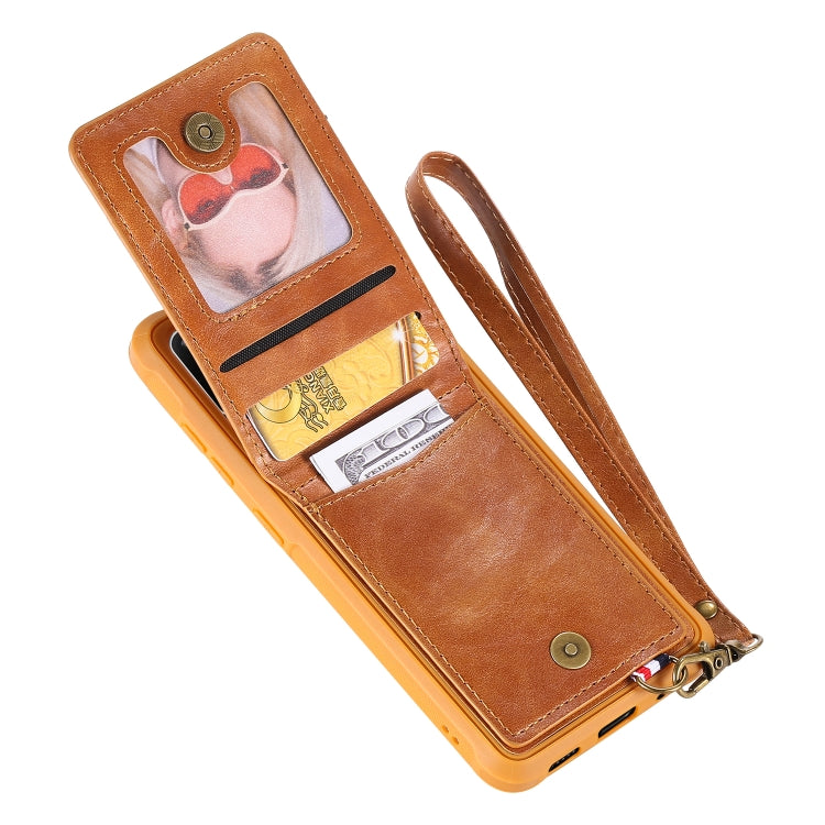 For Galaxy S20 Vertical Flip Shockproof Leather Protective Case with Short Rope, Support Card Slots & Bracket & Photo Holder & Wallet Function