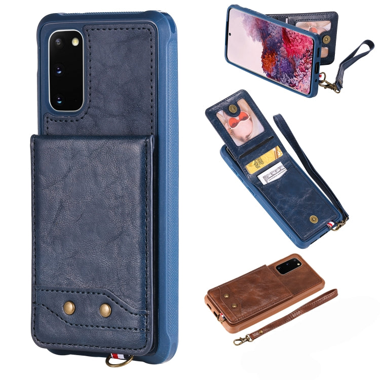 For Galaxy S20 Vertical Flip Shockproof Leather Protective Case with Short Rope, Support Card Slots & Bracket & Photo Holder & Wallet Function