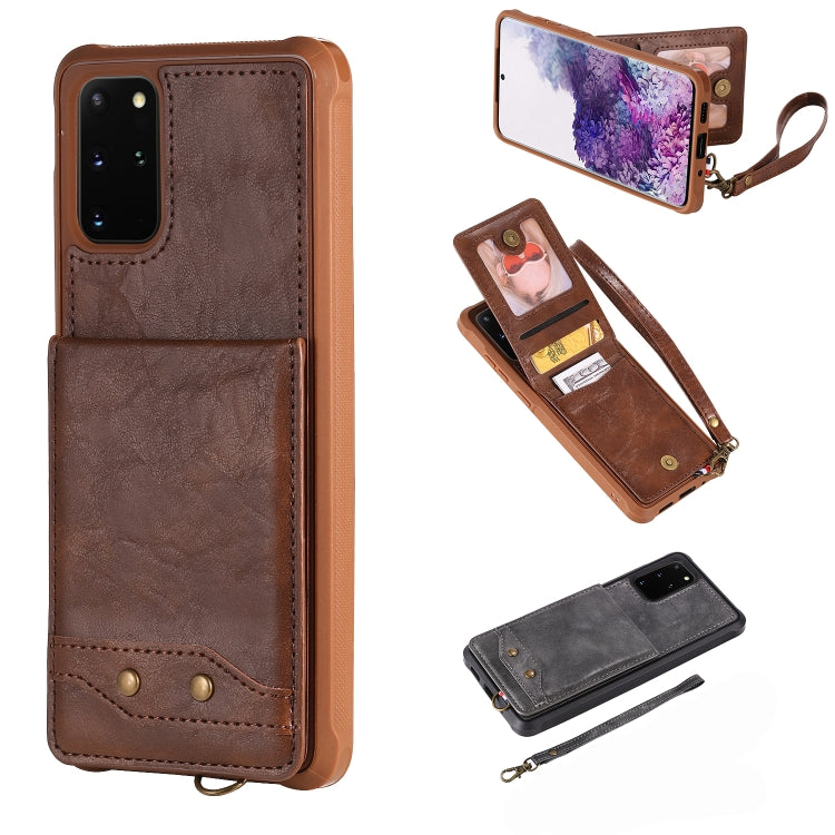 For Galaxy S20+ Vertical Flip Shockproof Leather Protective Case with Short Rope, Support Card Slots & Bracket & Photo Holder & Wallet Function