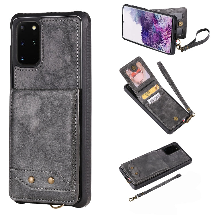 For Galaxy S20+ Vertical Flip Shockproof Leather Protective Case with Short Rope, Support Card Slots & Bracket & Photo Holder & Wallet Function