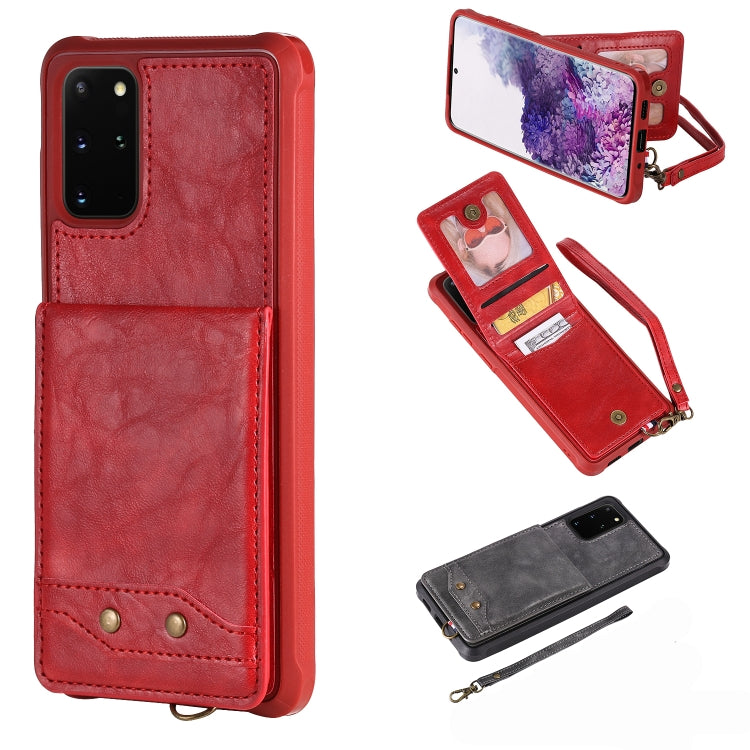 For Galaxy S20+ Vertical Flip Shockproof Leather Protective Case with Short Rope, Support Card Slots & Bracket & Photo Holder & Wallet Function