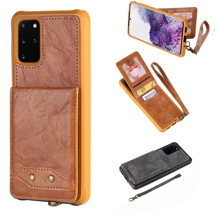 For Galaxy S20+ Vertical Flip Shockproof Leather Protective Case with Short Rope, Support Card Slots & Bracket & Photo Holder & Wallet Function