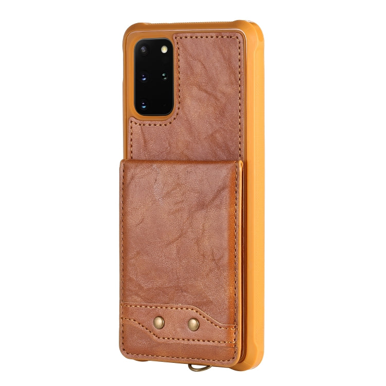 For Galaxy S20+ Vertical Flip Shockproof Leather Protective Case with Short Rope, Support Card Slots & Bracket & Photo Holder & Wallet Function