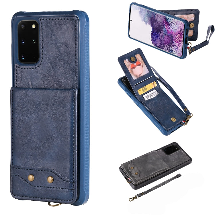 For Galaxy S20+ Vertical Flip Shockproof Leather Protective Case with Short Rope, Support Card Slots & Bracket & Photo Holder & Wallet Function